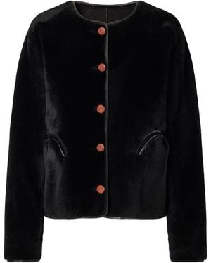 Blazé Milano Leather-Trimmed Shearling Jacket - Black