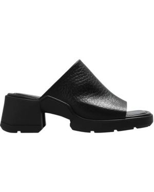 Miista Block-Heel Open-Toe Slides - Black