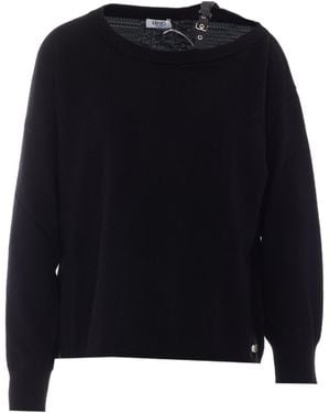 Liu Jo Strap-Detail Knitted Sweater - Black
