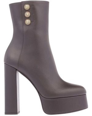 Balmain Round-Headed Short Boots - Grey