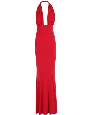 Norma Kamali Cross Halter Fishtail Dress - Red