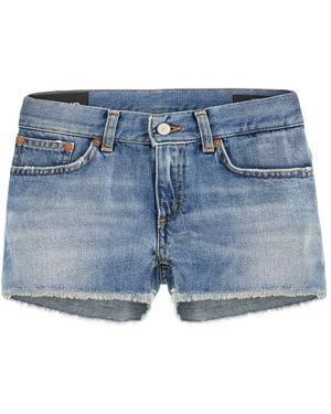 Dondup Raw-Cut Hem Denim Shorts - Blue