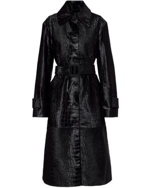 JOSEPH Auger Croc-Effect Calf Hair Coat - Black