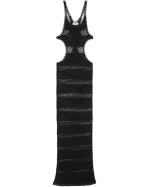 ワンピース Saint Laurent LONG DRESS (756782Y7F98 1000) Saint Laurent Halter Neck Maxi Dress in Noir | FWRD