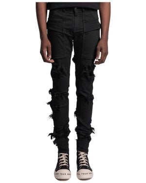 Rick Owens Pocket Imitation Old Denim Pants - Black