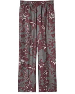 Gucci Floral-Print Silk Pants - Purple