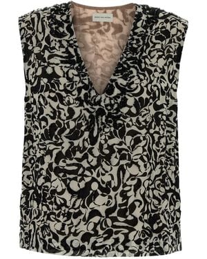 Dries Van Noten University Embroidered Printed Top - Black