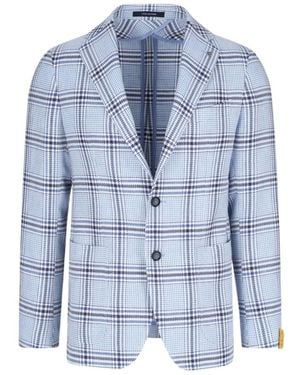 Tagliatore Checkered Single-Breasted Blazer - Blue