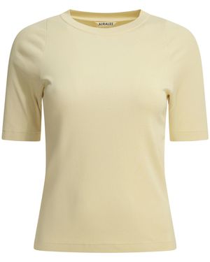 AURALEE Organic Cotton Crewneck T-Shirt - Natural
