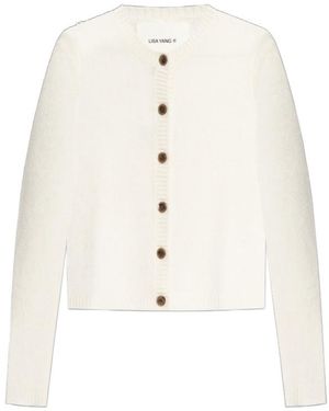Lisa Yang Felicia Ribbed Button Cardigan - White