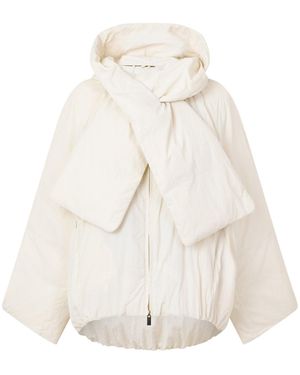 Marella Zip-Up Hooded Casual Jacket - White
