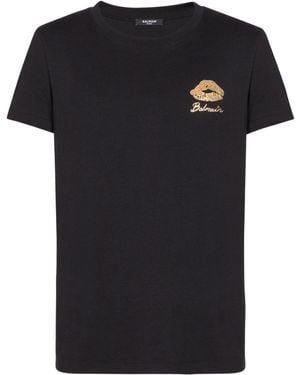 Balmain Kiss Printed T-Shirt - Black