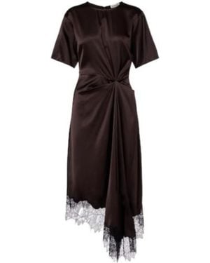 STAUD Sonoma Lace-Trimmed Silk-Blend Midi Dress - Black
