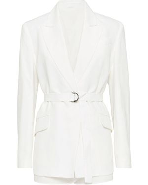 Brunello Cucinelli Belted Waist Jacket - White