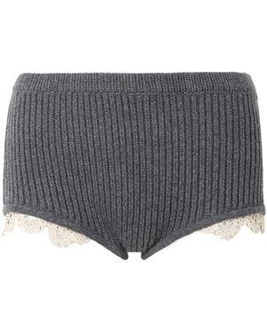 Magda Butrym Crocheted Knit Cashmere Shorts - Grey