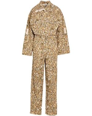 Isabel Marant Colorful Woven 3/4 Sleeve Jumpsuit - Natural
