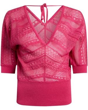 MAX&Co. Solid-Colored Lightweight Knit Top - Pink