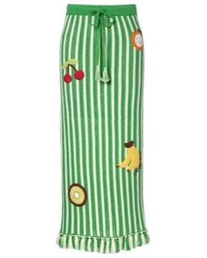 ALÉMAIS Sundae Crochet Embroidered Cotton Maxi Skirt - Green
