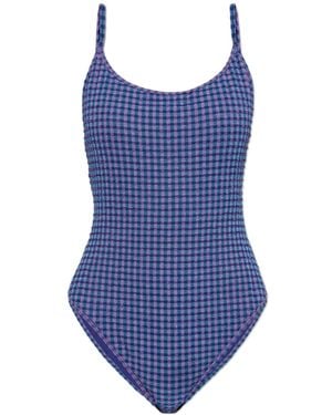 The Upside Aliki Checked One-Piece Beachwear - Blue