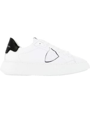 Philippe Model Temple Logo Patch Leather Sneakers - White
