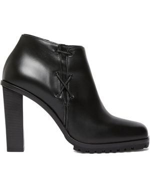 Max Mara Smooth Leather Booties - Black