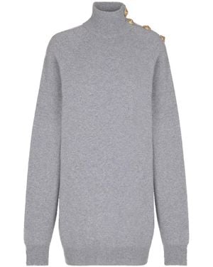 Balmain Turtleneck Knit Dress - Gray