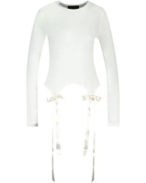 Simone Rocha Minimalist Long-Sleeve Bodysuit - White