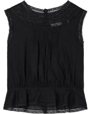Doen Lilibet Lace-Trimmed Sleeveless Top - Black
