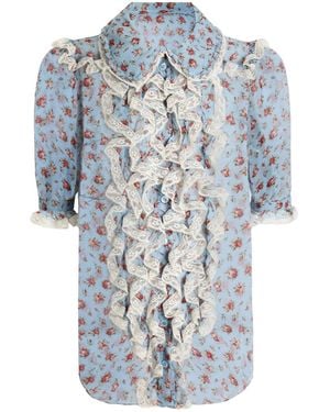 Dolce & Gabbana Ruffled Floral Top - Blue