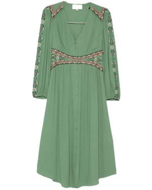 Ba&sh Embroidered V-Neck Dress - Green