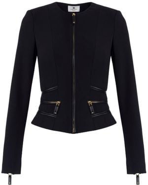 Elisabetta Franchi Zipped Double-Layer Crêpe Jacket - Blue