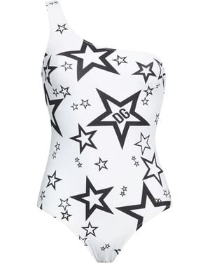 Dolce & Gabbana One-Shoulder One-Piece Swimsuit - White