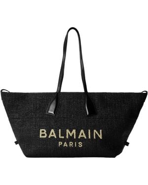 Balmain Solid Color Tote Bag - Black