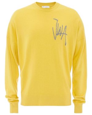 JW Anderson Jw Anderson Logo Intarsia Knitted Jumper - Yellow