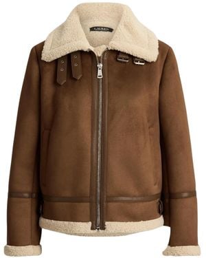 Ralph Lauren Buckle-Trim Faux-Suede Jacket - Brown
