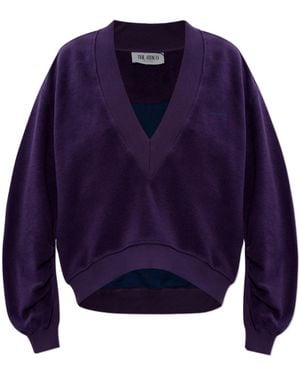 The Attico The V-Neck Logo Detail Sweatshirt - Blue