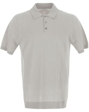 Ballantyne Button Detailed Short-Sleeved Polo Shirt - Grey