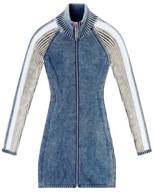 DIESEL M-Estelle Ribbed Zip Mini Dress - Blue