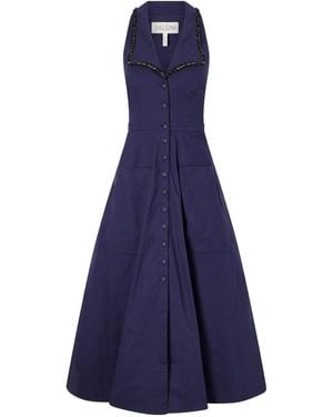 Saloni Cotton Shirt Dress - Blue