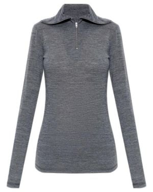 Jil Sander Half-Zip Knit Sweater - Gray