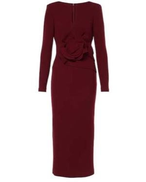 Roland Mouret Floral Wool Crepe Midi Dress - Red