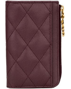 Saint Laurent Zipper Card Holder - Purple
