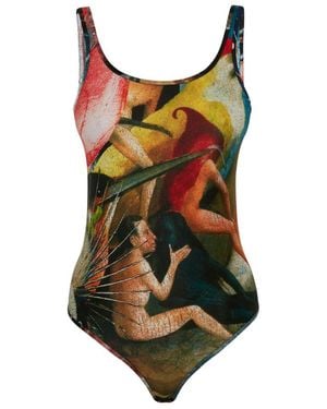 McQueen Graphic-Printed Stretched Bodysuit - Green