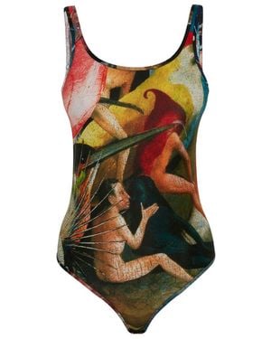 McQueen Graphic-Printed Stretched Bodysuit - Green