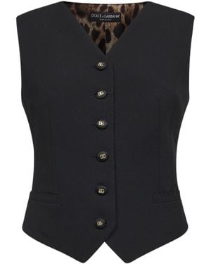 Dolce & Gabbana Single-Breasted Leopard Printed Vest - Black