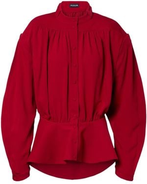 Mugler Crepe Chevron Shirt - Red