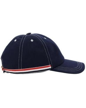 Thom Browne 4-Bar Tag Curved Peak Baseball Cap - Blue