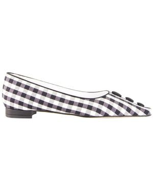 Manolo Blahnik Alexa Gingham Flat Pumps - White