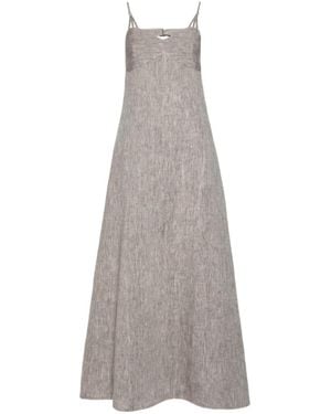 Marella Long Linen Dress - Gray
