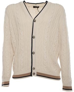 Peserico Cable Knit Cardigan Cotton - Natural